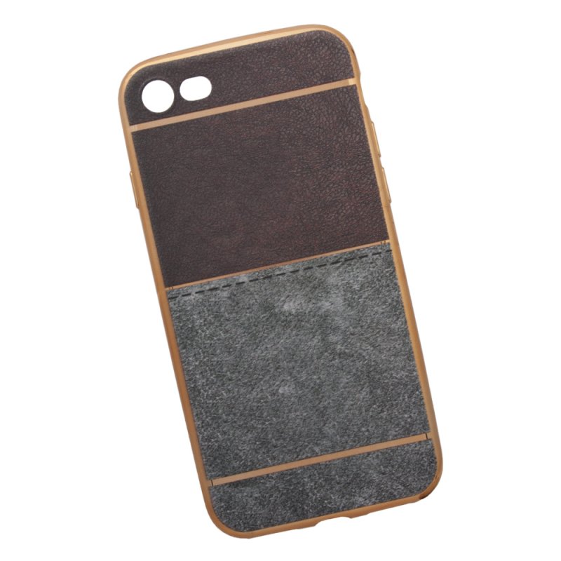 

Силиконовая крышка «LP» для iPhone 8/7 (коричневая и светло-серая кожа/золотая рамка/европакет)