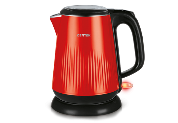 

Чайник электрический Centek CT-1025 (Red) металл 1.8л, 2200W, двойные стенки, кнопка откр. на ручке