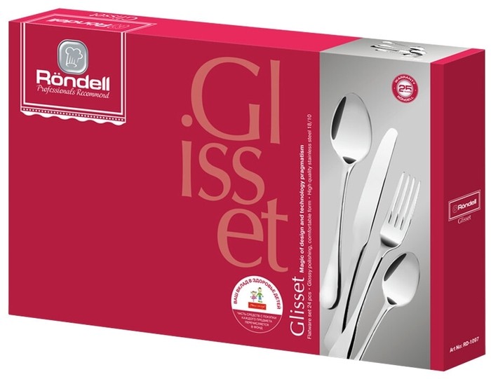 фото Rondell набор столовых приборов glisset, 24 шт серебристый