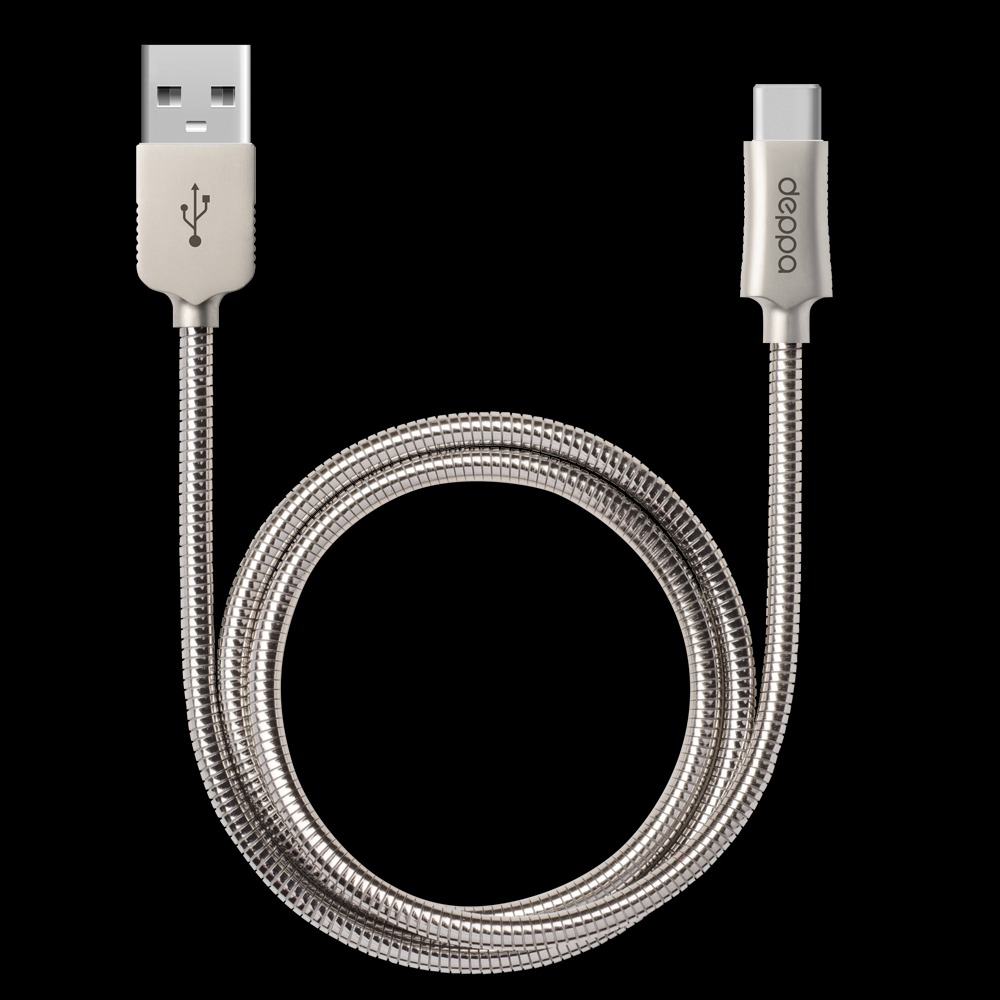 

Дата-кабель Metal USB - Type-C, алюминий, 1.2м, стальной , Deppa