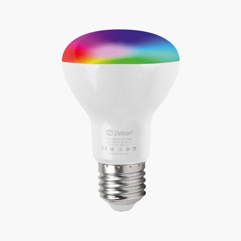 фото Умная лампа zetton led rgbcw smart wi-fi bulb br20 e27 8вт ztshlbrgbcwe274ru (коробка)