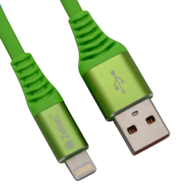 

USB кабель Zetton USB SyncCharge Round Soft TPE Data Cable USB to Lightning зеленый (ZTUSBRSTGNA8)