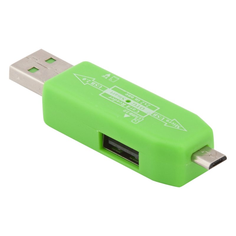 

USB/Micro USB OTG Картридер «LP» слоты Micro SD/USB (зеленый/коробка)
