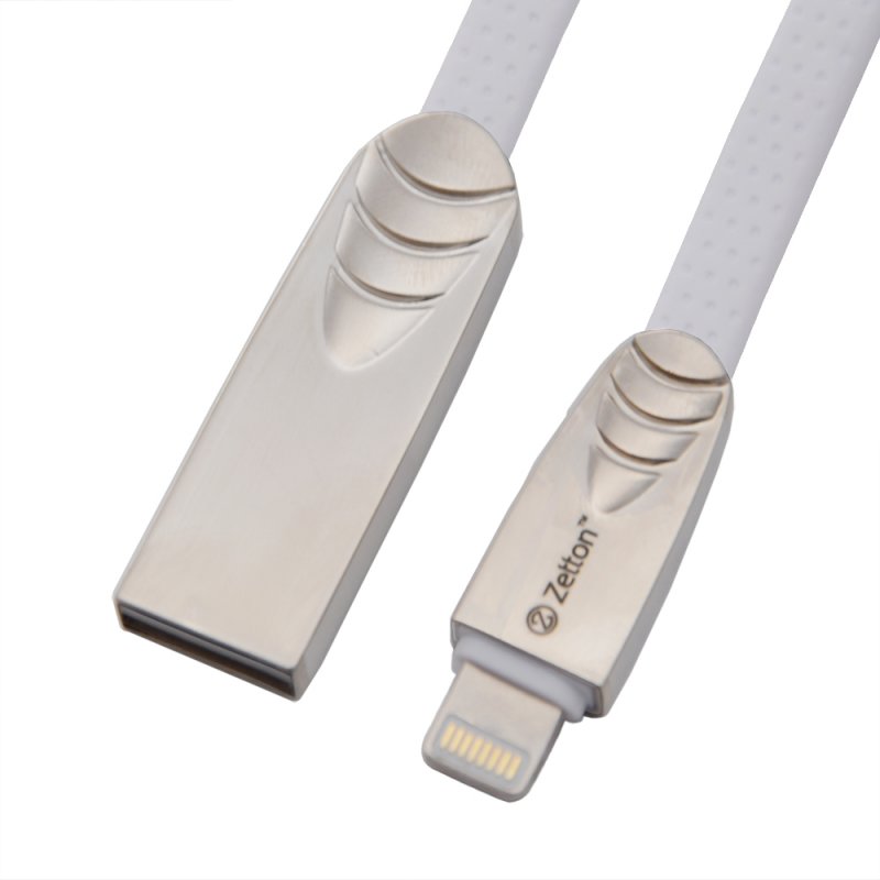 

USB кабель Zetton USB SyncCharge Flat Soft TPE Data Cable USB to Lightning белый (ZTUSBFSTWEA8)