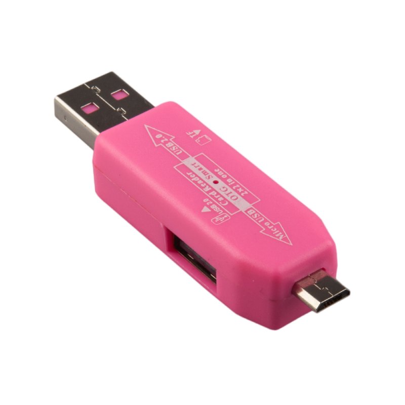 

USB/Micro USB OTG Картридер «LP» слоты Micro SD/USB (розовый/коробка)