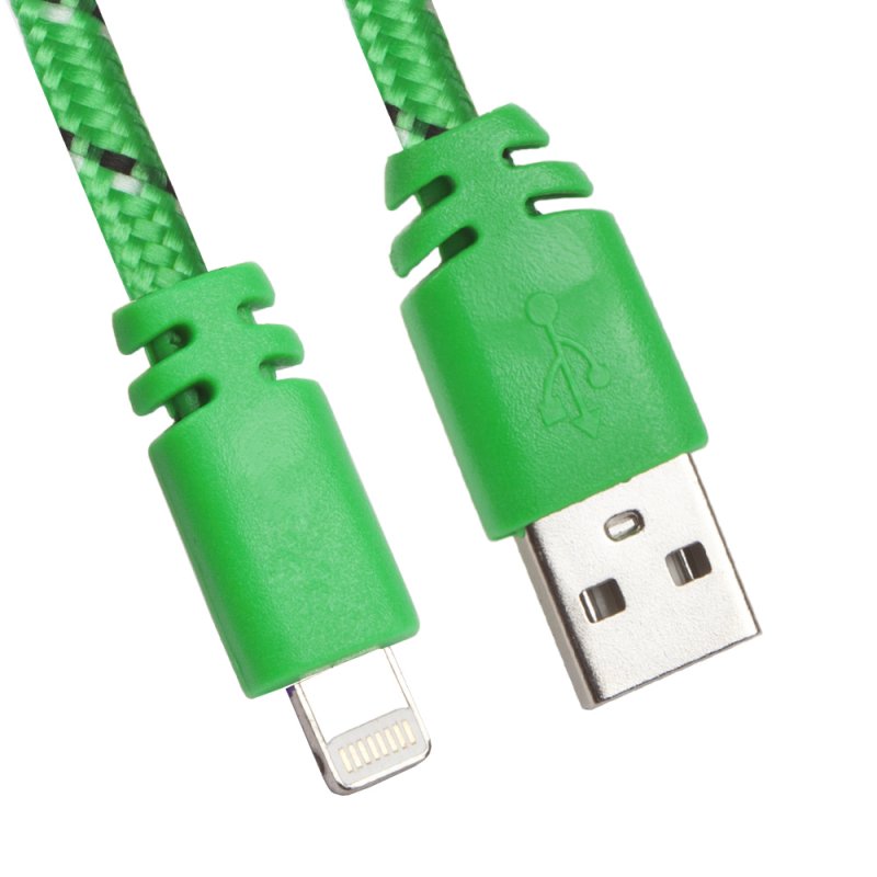 

USB кабель «LP» для Apple Lightning 8 pin плоская оплетка (зеленый/европакет)
