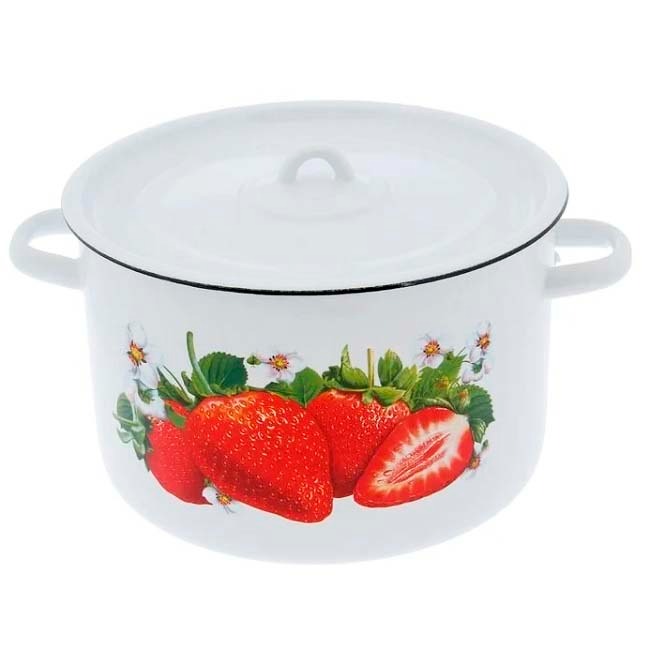 

Кастрюля Эмаль 1с18с. Клубника садовая белая 7,0л