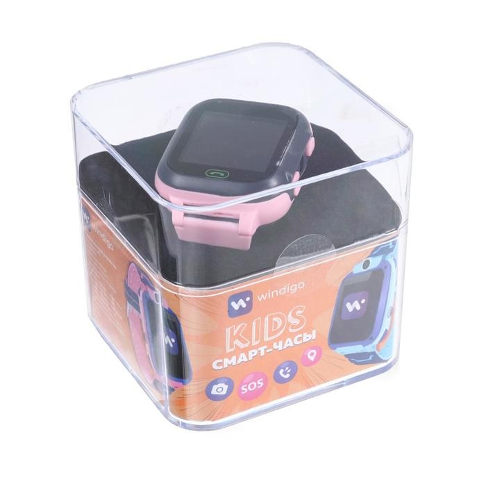 Детские смарт-часы Windigo AM-15, 1.44, 128x128, SIM, 2G, LBS, камера 0.08 Мп, розовые