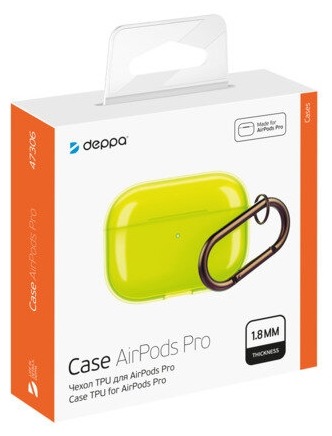 Купить Чехол Neon для AirPods Pro, карабин, желтый, Deppa | Мелеон