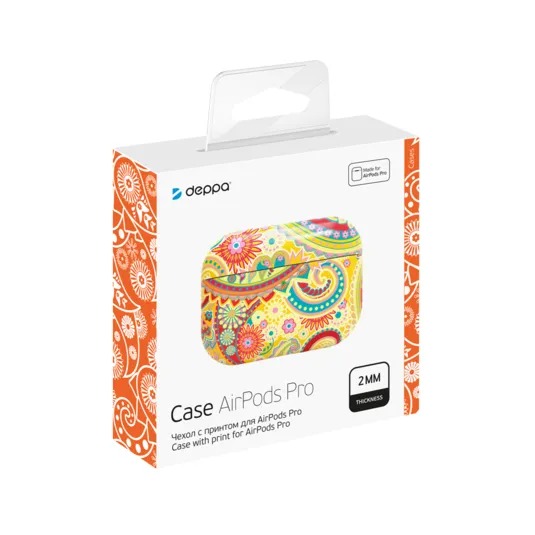 фото Пластиковый чехол с принтом ornament для airpods pro, розовый, deppa