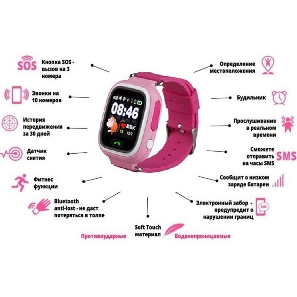 Smart Baby Watch Q80 - умные детские часы с GPS, Оранжевый