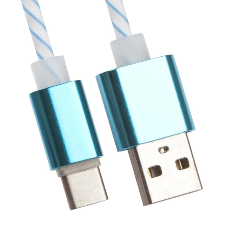 

USB кабель «LP» USB Type-C витая пара с металлическими разъемами 1 м. (белый с голубым/европакет)