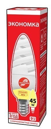 Купить Лампа энергосберегающая  ЭКОНОМКА LKsmT2SPC9wE1427eco (9 Вт, теплый свет, цоколь 14, спираль Т2)