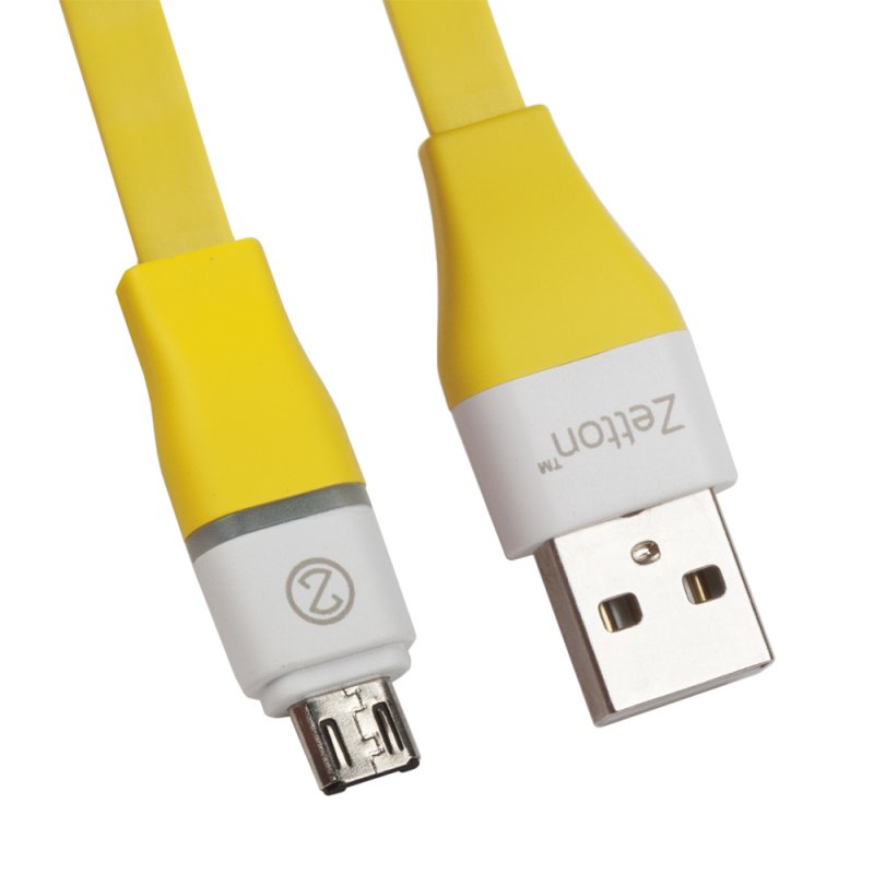 

OEM USB LED кабель передачи данных Zetton Flat разъем Micro USB плоский желтый