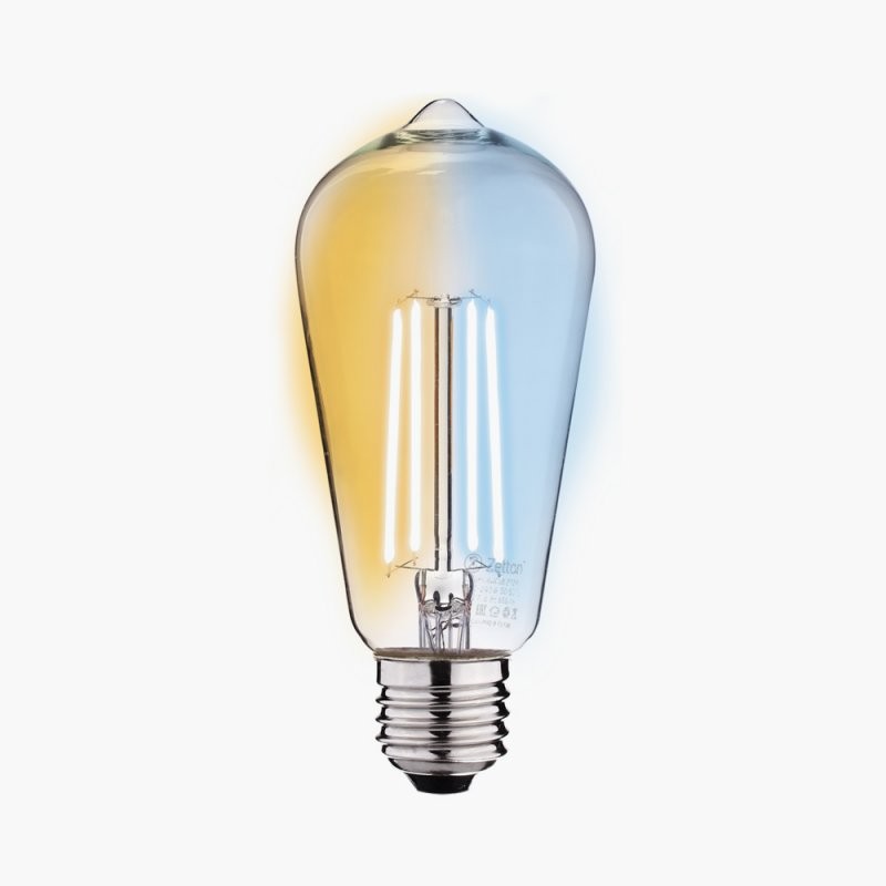 фото Умная лампа zetton led smart wi-fi bulb st64 e27 6вт 2200-6500к прозрачная ztshlbwcwe272ru (коробка)