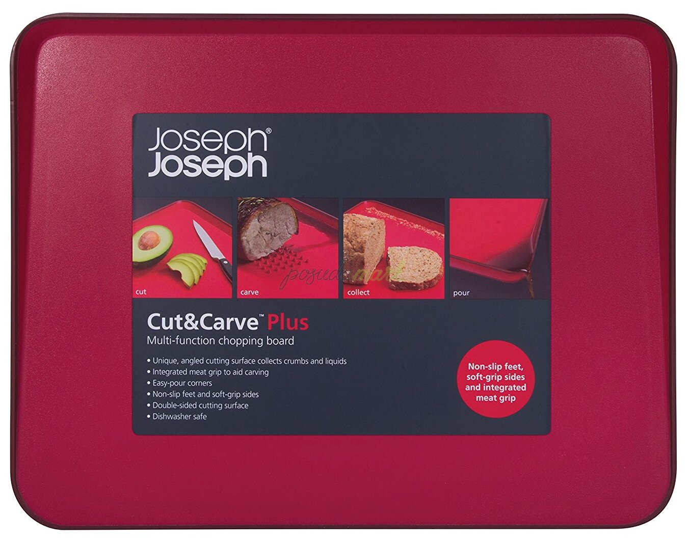 фото Разделочная доска joseph joseph cut&carve™ plus, 37.5х29 см, красный