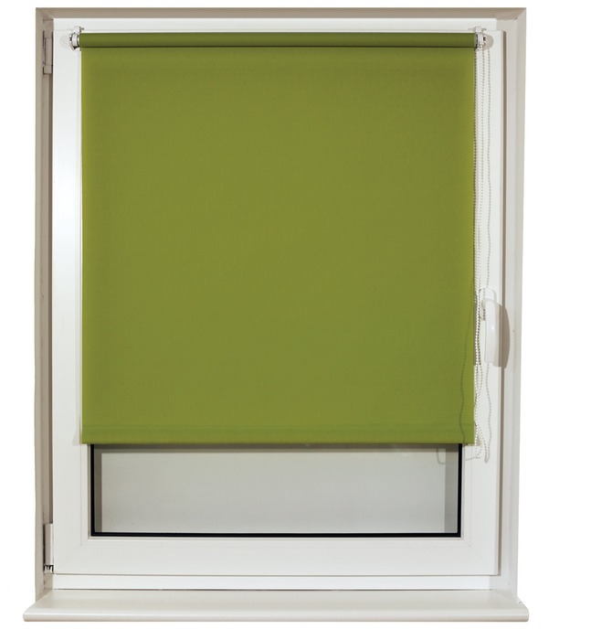 фото Рулонная штора brabix лён зелёный s-32, 55х175 см