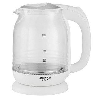 

Чайник электрический DELTA LUX DL-1206W корпус из жаропр. стекла, белый , 2200 Вт, 1,7л(6)
