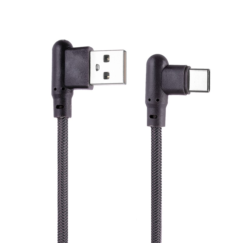 

USB кабель «LP» Type-C Г-коннектор оплетка леска (черный/блистер)