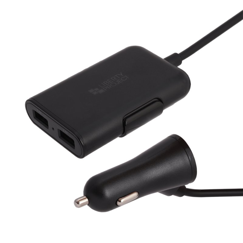 

АЗУ «LP» с 2 + 2 USB выходами 2,4А общий ток 4,8А провод 1,6 метра (черное)
