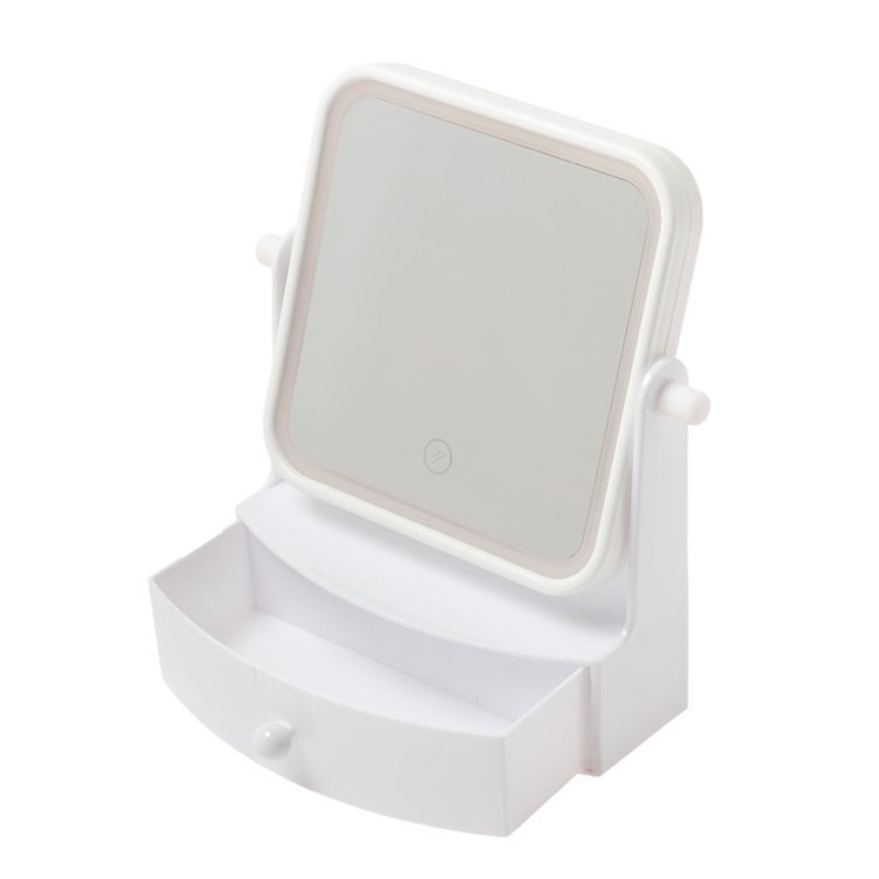 фото Зеркало косметическое настольное luazon kz-05 (квадрат) с подсветкой белый