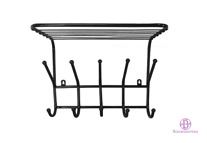 Вешалка настенная Волжаночка ВСП-115 Престиж с полкой 5 рожков (черная)