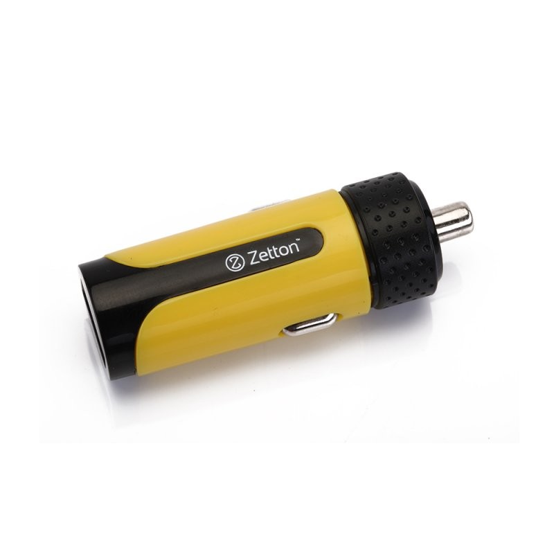 

АЗУ с выходом USB ток зарядки 2,1А черное с желтой вставкой (Zetton ZTLSCC2A1UBY)