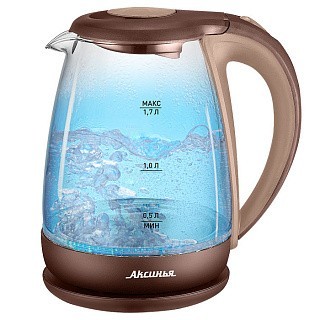 

Чайник электрический АКСИНЬЯ КС-1040, стекло, бежевый с коричн.: 2200Вт, 1,7л (Россия)(6)