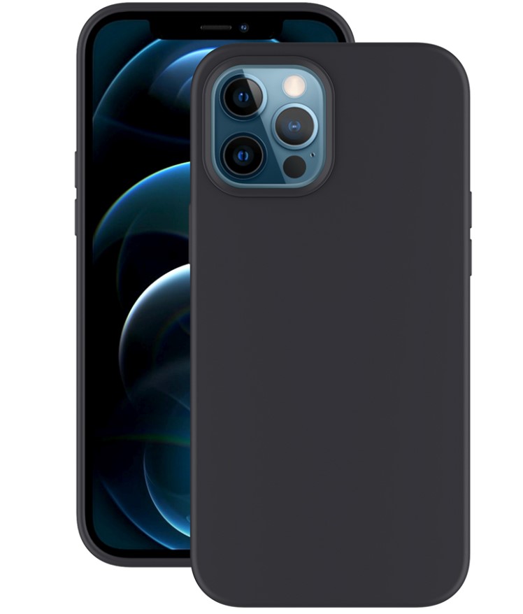 

Накладка Soft Silicone для Apple iPhone 12 Pro Max, черный, PET синий, Deppa
