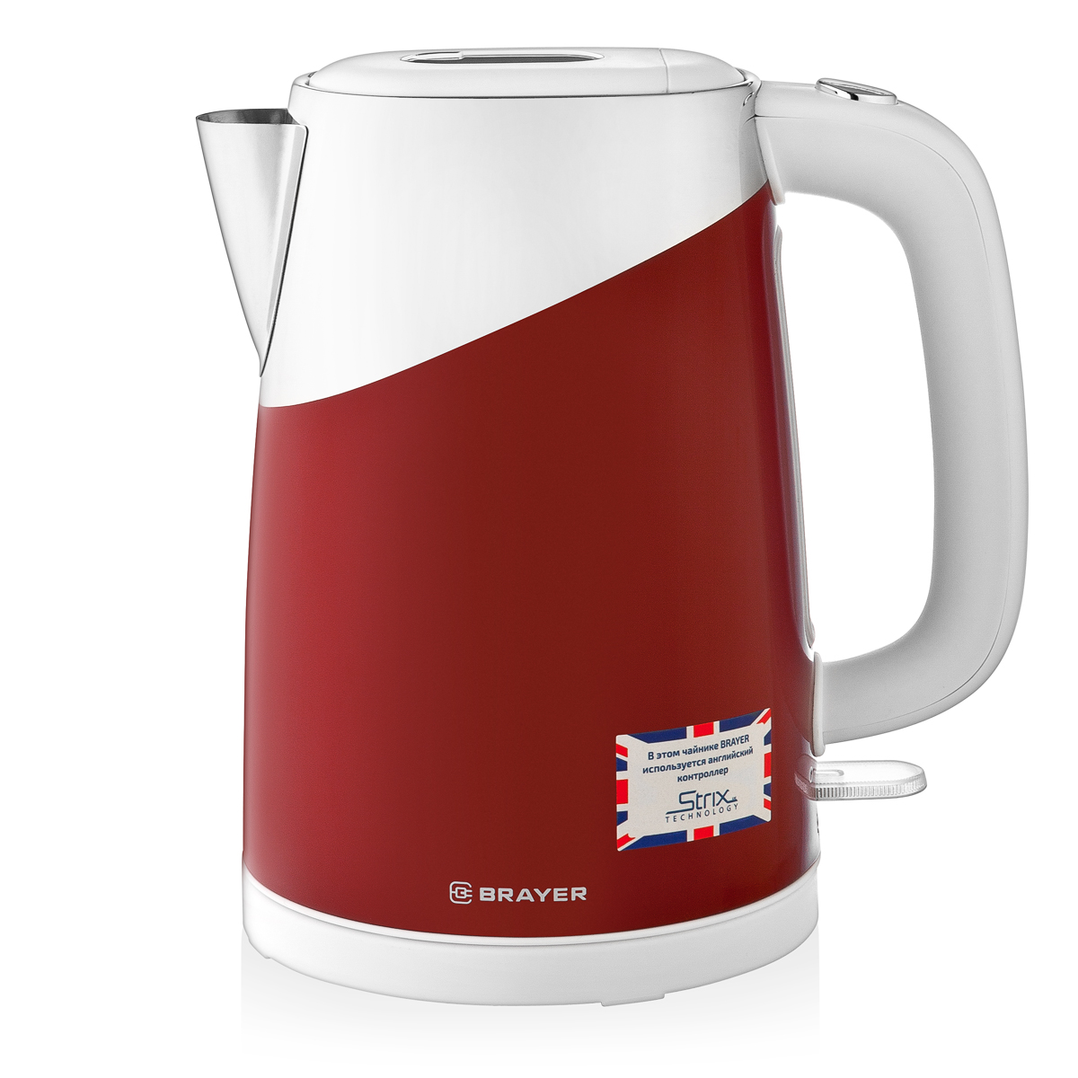 

Чайник электрический Brayer BR1023R, 2150 Вт, 1,7 л, STRIX, стальной сool touch, красный