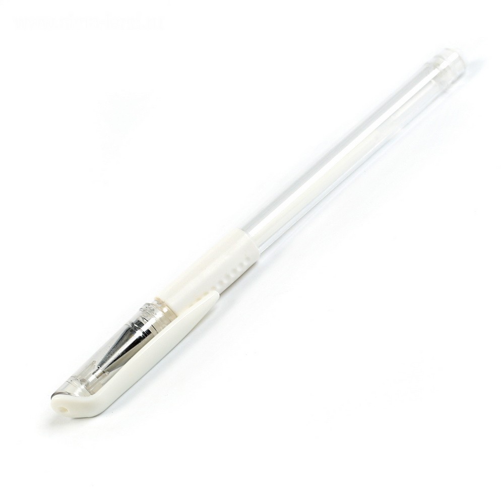 Ручка гелевая 0,5мм белая корпус прозрачный с резиновым держателем от MELEON