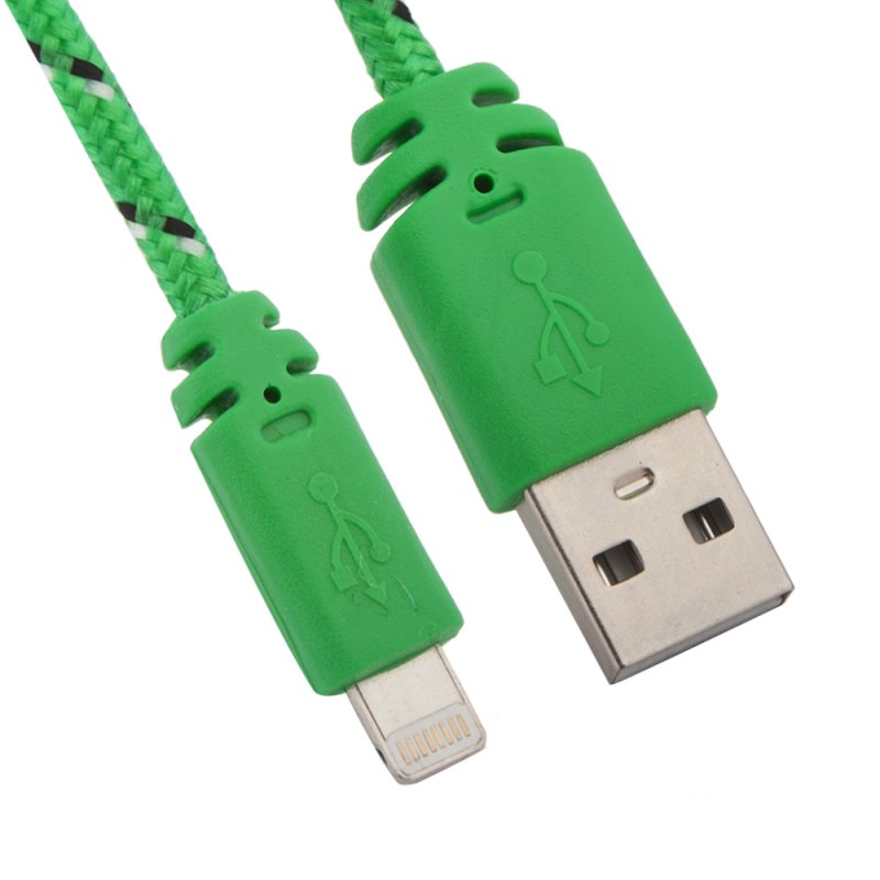 

USB кабель «LP» для Apple iPhone/iPad Lightning 8-pin в оплетке (зеленый/коробка)