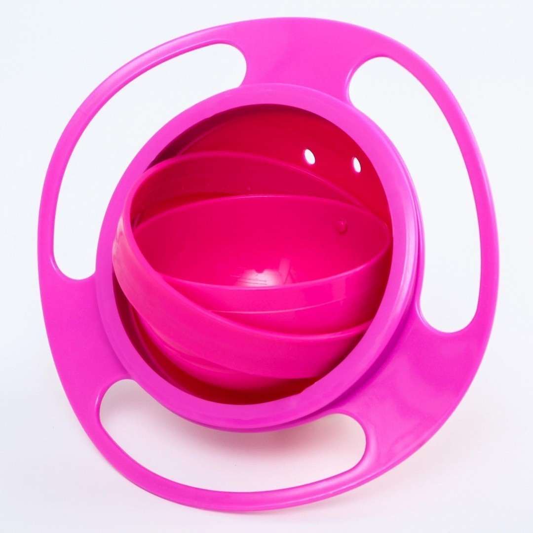 Детская миска - Тарелка-неваляшка с крышкой, цвет розовый от MELEON