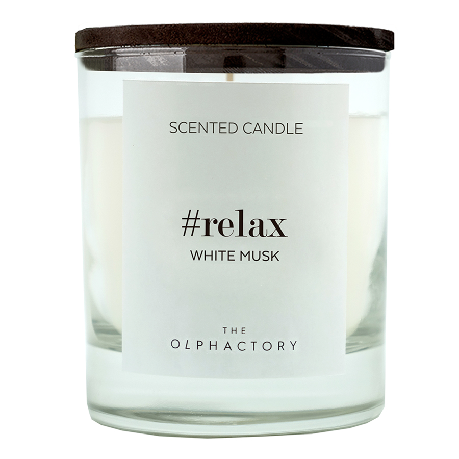 

Свеча ароматическая The Olphactory, Relax Black, Белый мускус, 40 ч