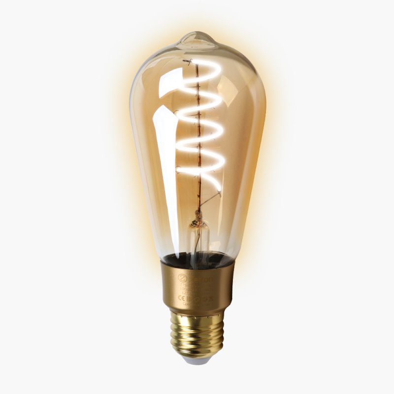 фото Умная лампа zetton led smart wi-fi bulb st64sp e27 4вт 2700к loft ztshlblwwe271ru (коробка)