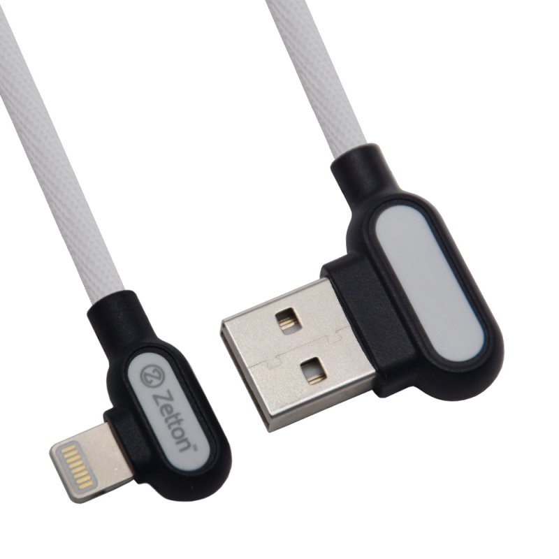 

USB кабель Zetton USB SyncCharge Round Fabric Corner Cable USB to Lightning белый (ZTUSBRFCWEA8)