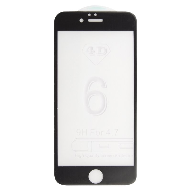 

Защитное стекло «LP» для iPhone 6/6s 4D, гибридное стекло, акриловая рамка(черное)