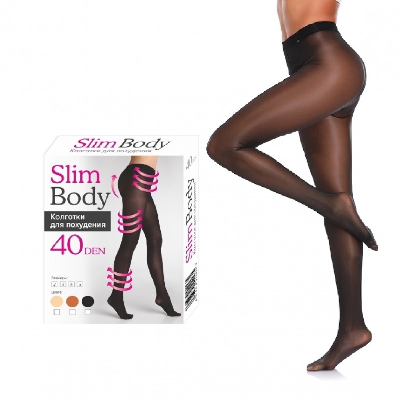 Колготки для похудения Slim Body с 3D эффектом 40 Den Черные, размер 5