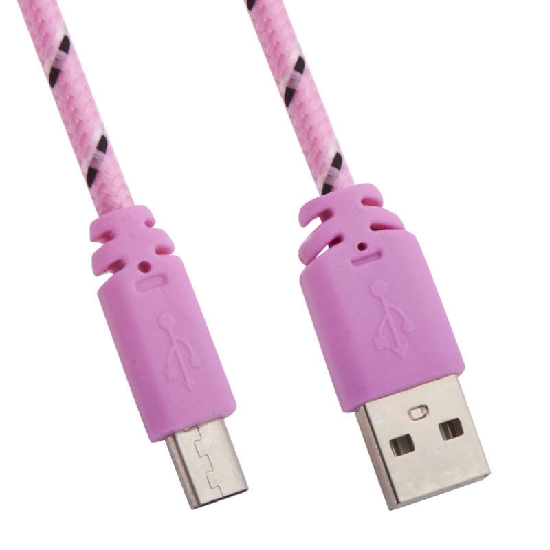 

USB кабель «LP» Micro USB в оплетке (розовый с синим/коробка)