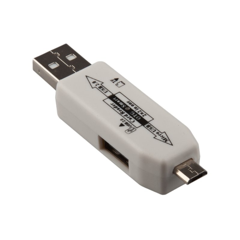 

USB/Micro USB OTG Картридер «LP» слоты Micro SD/USB (белый/коробка)