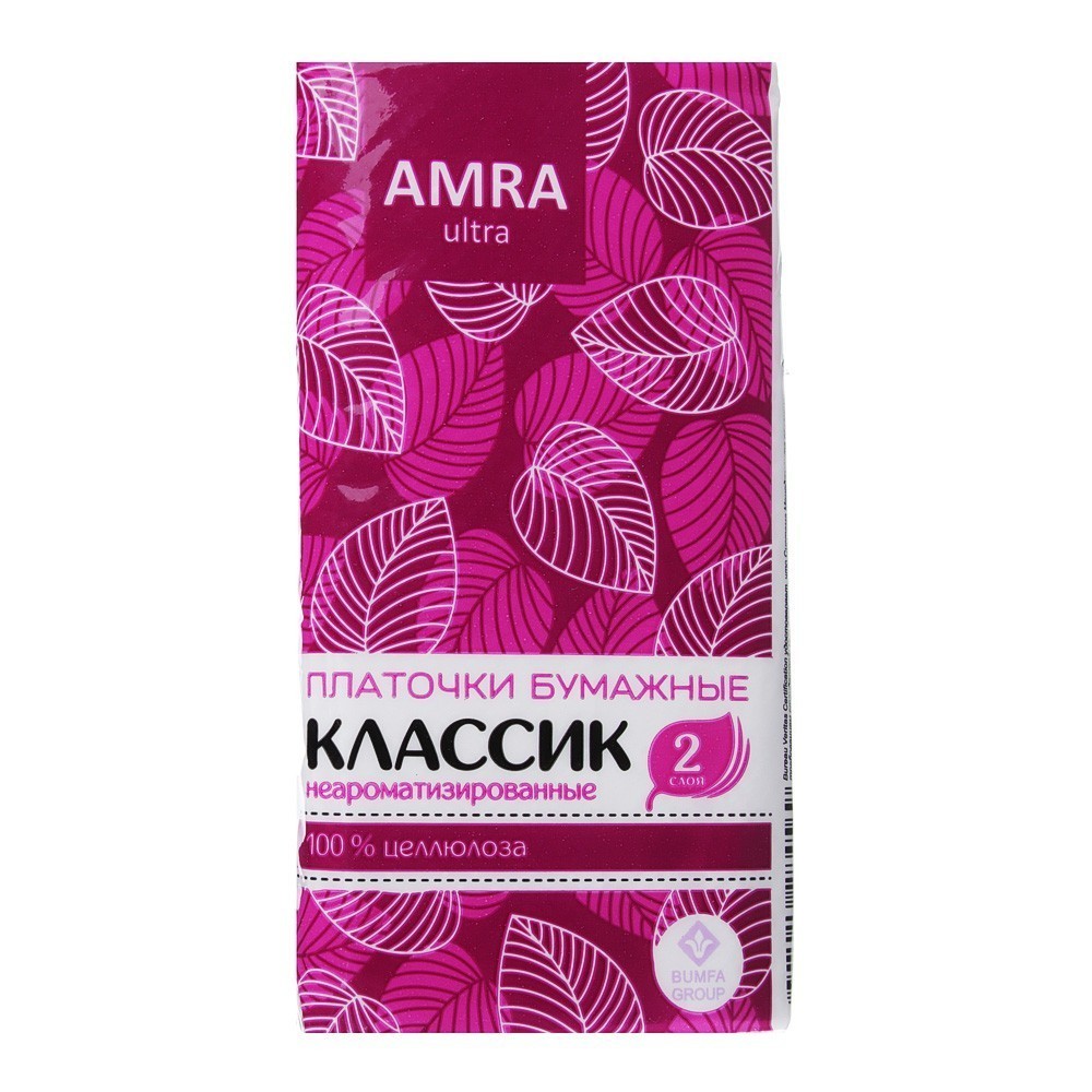 Носовые платочки Amra двухслойные, неароматизированные, 10 шт. от MELEON