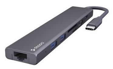 Купить USB-концентратор Deppa USB Type-C 7 в 1 (73127), разъемов: 3, графит