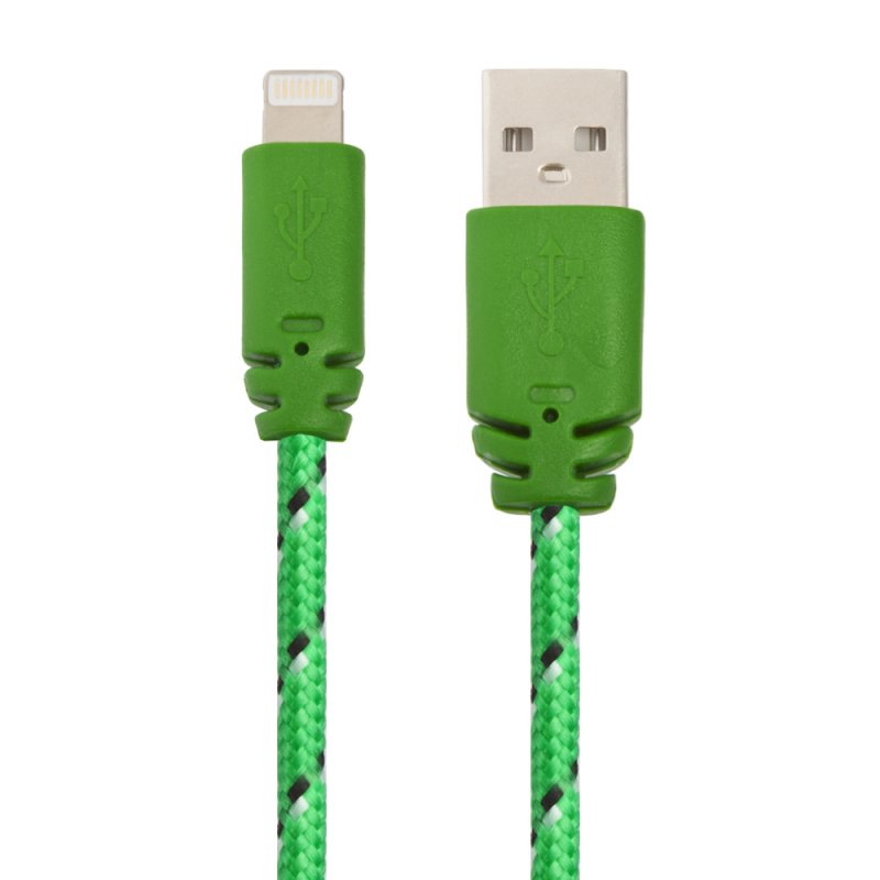 

USB кабель «LP» для Apple iPhone/iPad Lightning 8-pin в оплетке (зеленый/черный/коробка)
