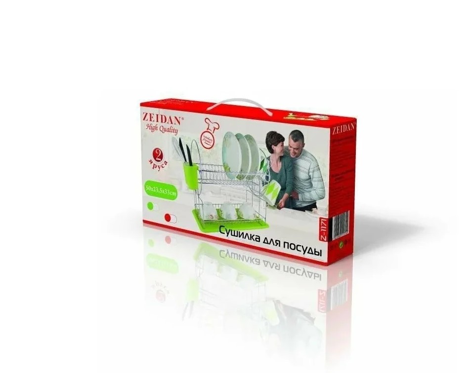 фото Сушка для посуды zeidan z-1171 зеленая 50x23,5х33