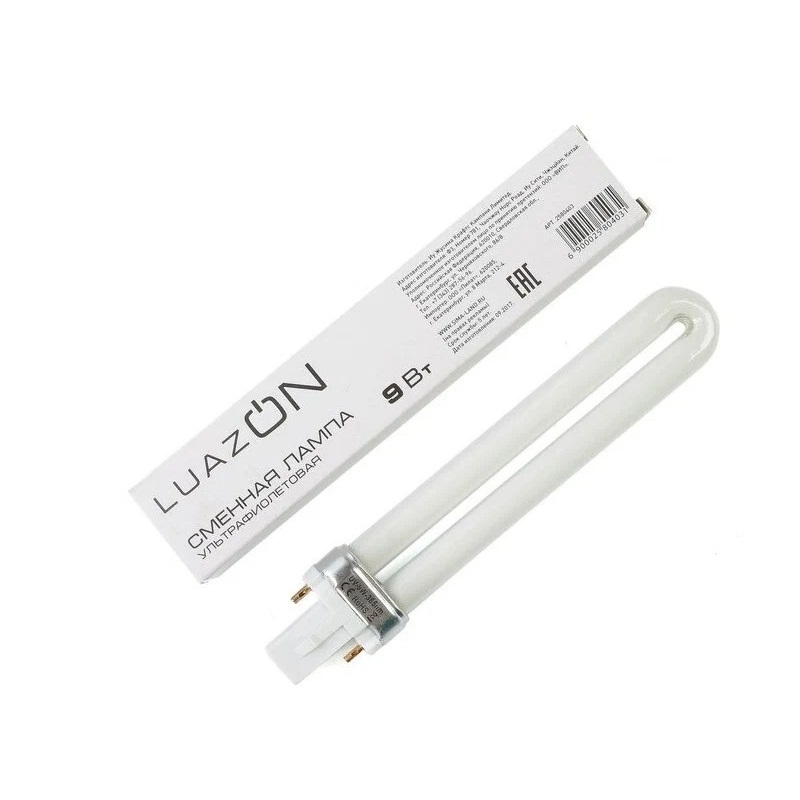 фото Сменная лампа luazon luf-20, ультрафиолетовая, 9 вт, белая