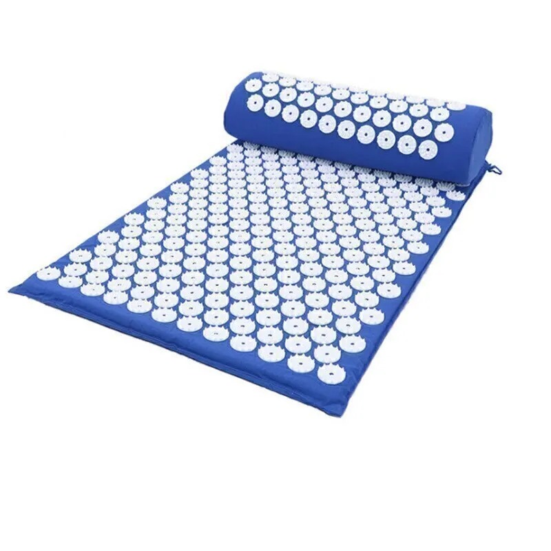 Акупунктурный массажный комплект из коврика и валика Acupressure Mat, синий