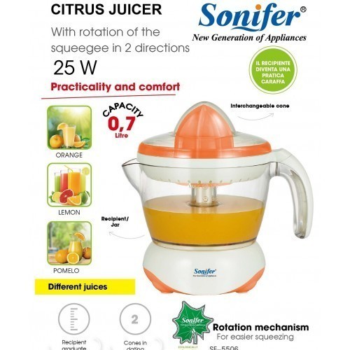 

Соковыжималка для цитрусовых Sonifer SF-5507, объем 0,70 л