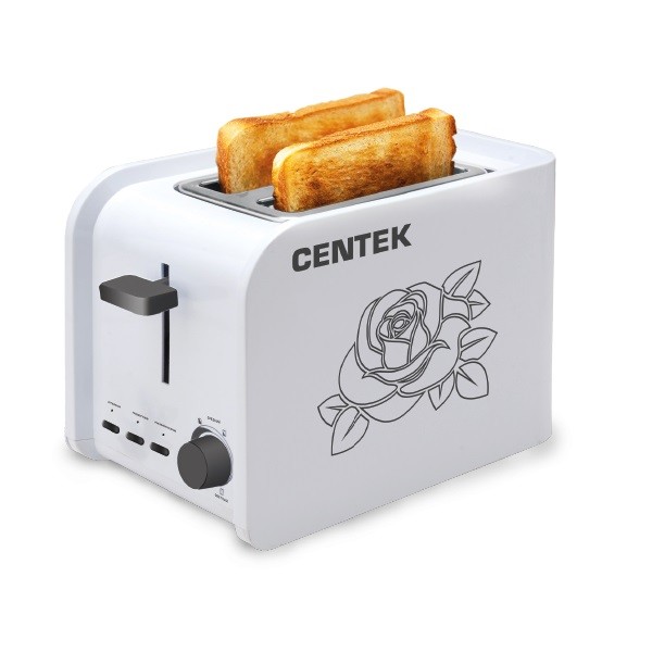 

Тостер Centek СТ-1427 (бел) 800 Вт, 6 уровней мощности, 2 тоста, функции разморозка
