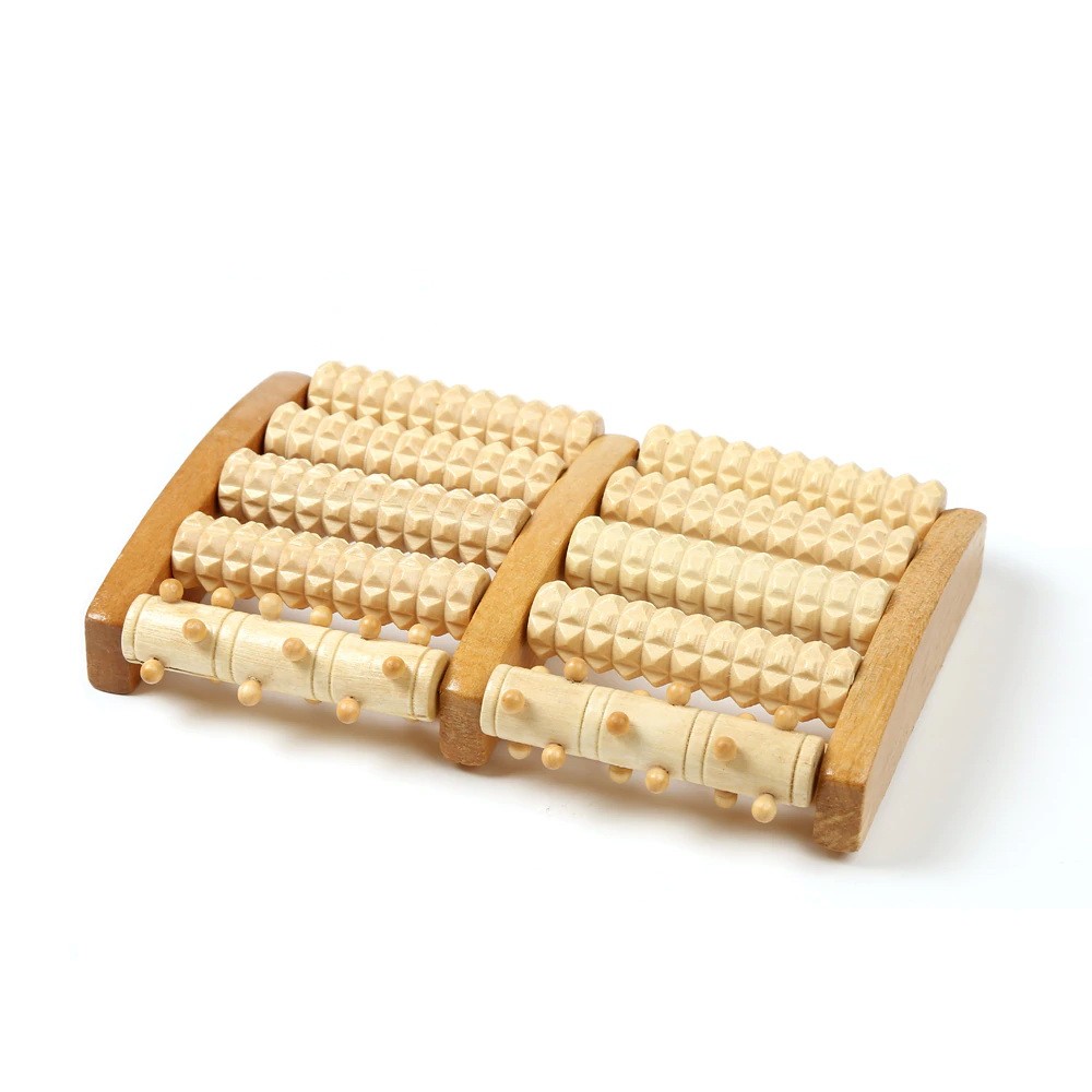 фото Массажёр - барабаны, 5 рядов с шипами, деревянный