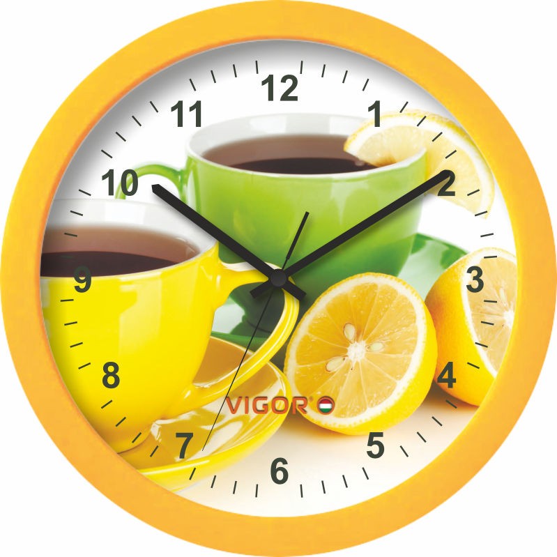 Часы настенные Vigor Д-29 Лимонный чай, диаметр 290 мм, минеральное стекло, кварцевый механизм
